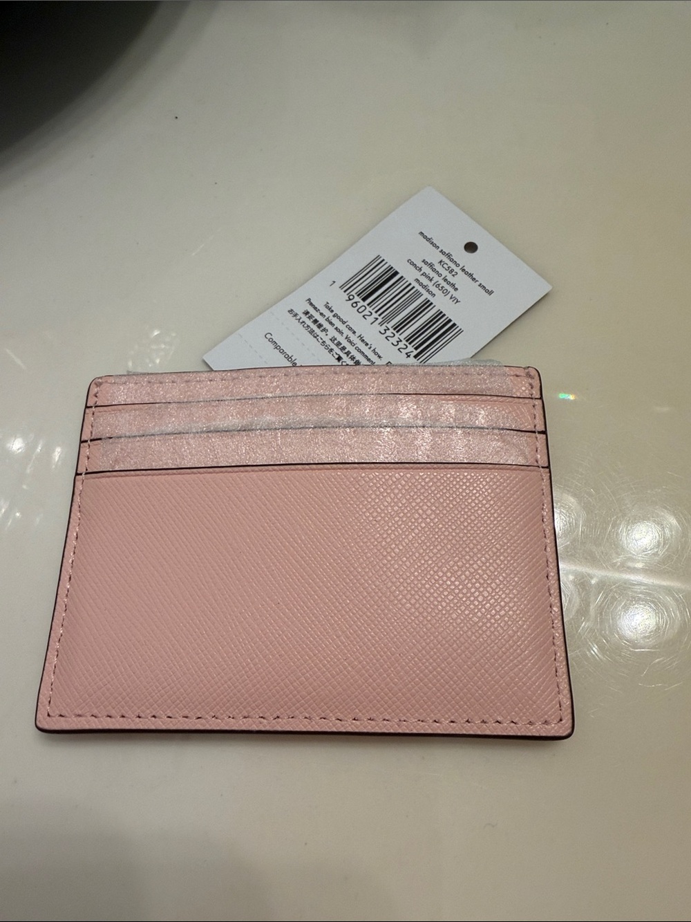 kate spade Blush Pink Saffiano Leather Card Holder - Picture 3 of 5